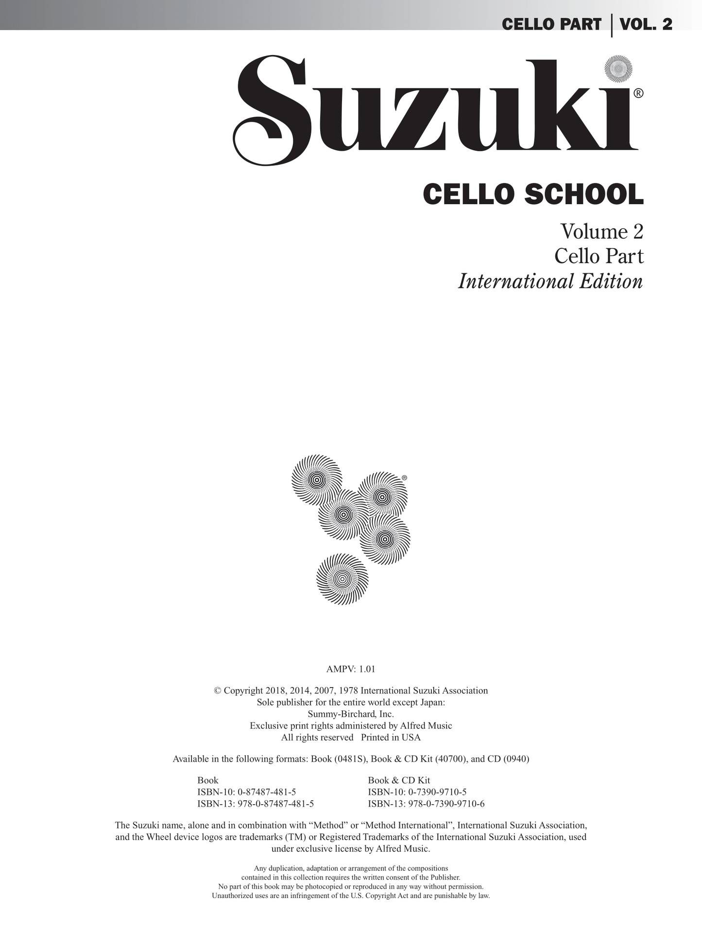 Suzuki Cello School - Cello Part Volume 2 Book/Cd