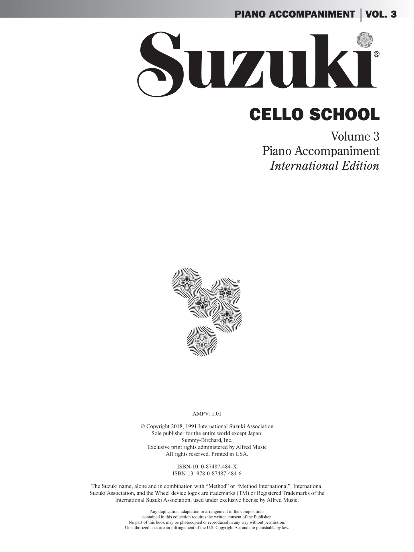 Suzuki Cello School - Volume 3 Piano Accompaniment Book