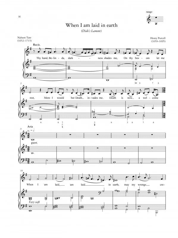 When I Am Laid In Earth 人声与钢琴版 G大调与E小调