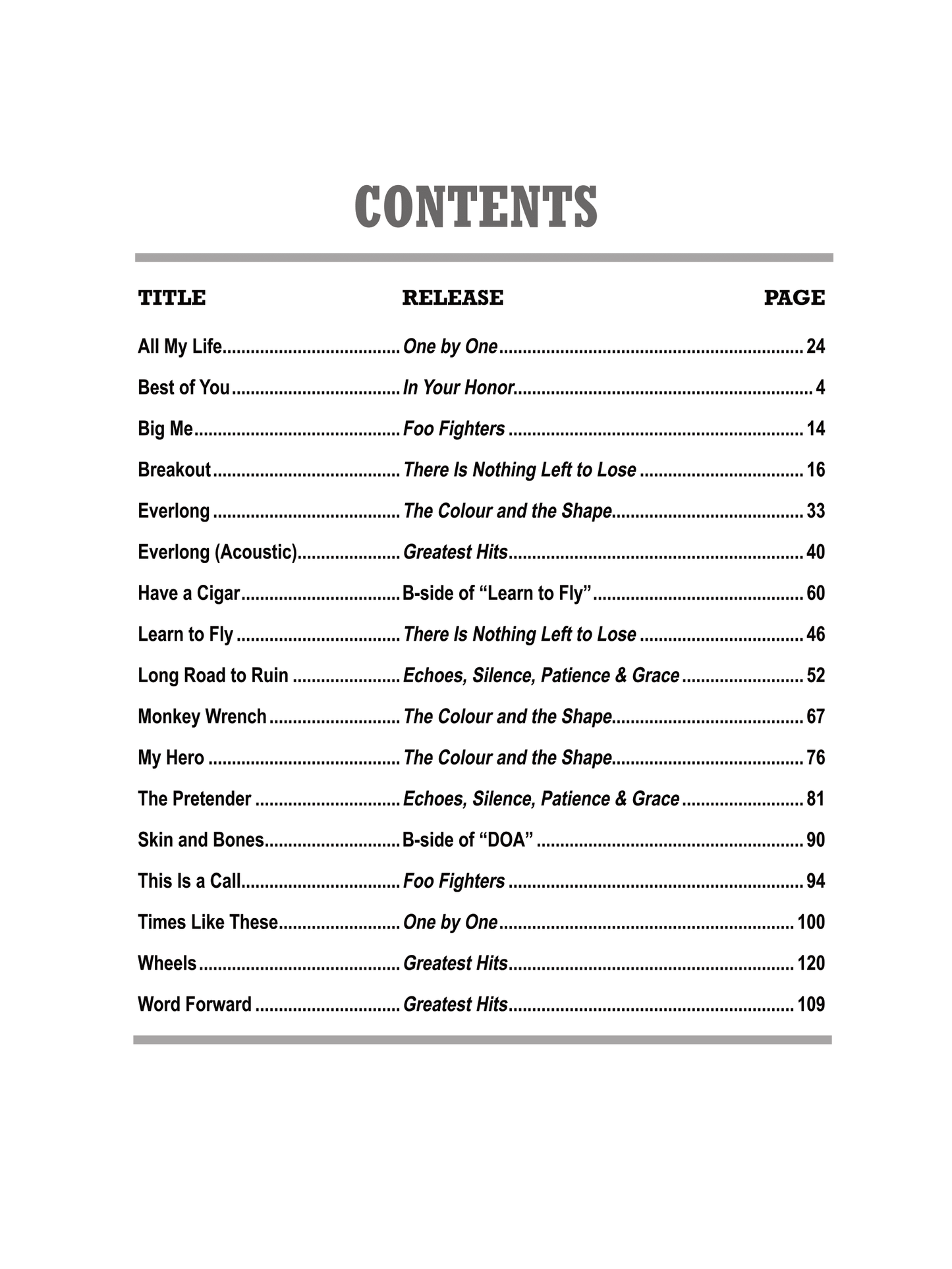 Foo Fighters Guitar Tab Anthology Book
