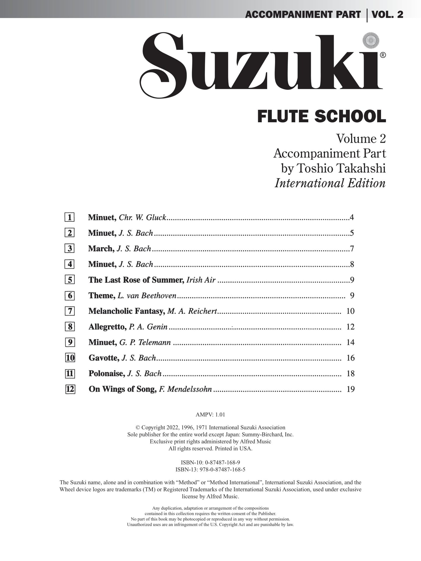 Suzuki Flute School - Volume 2 Piano Accompaniment Book