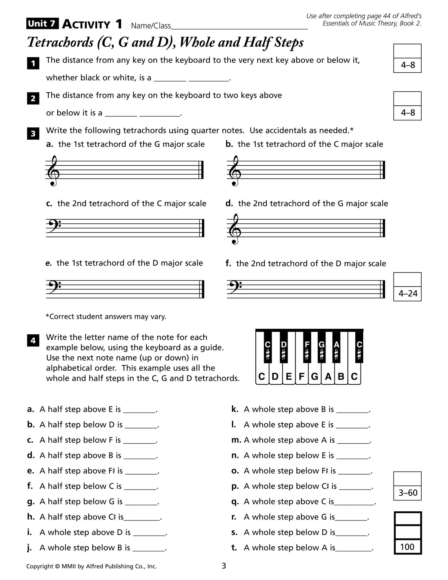 Alfred's Essentials Of Music Theory - Teacher's Activity Kit Book 2