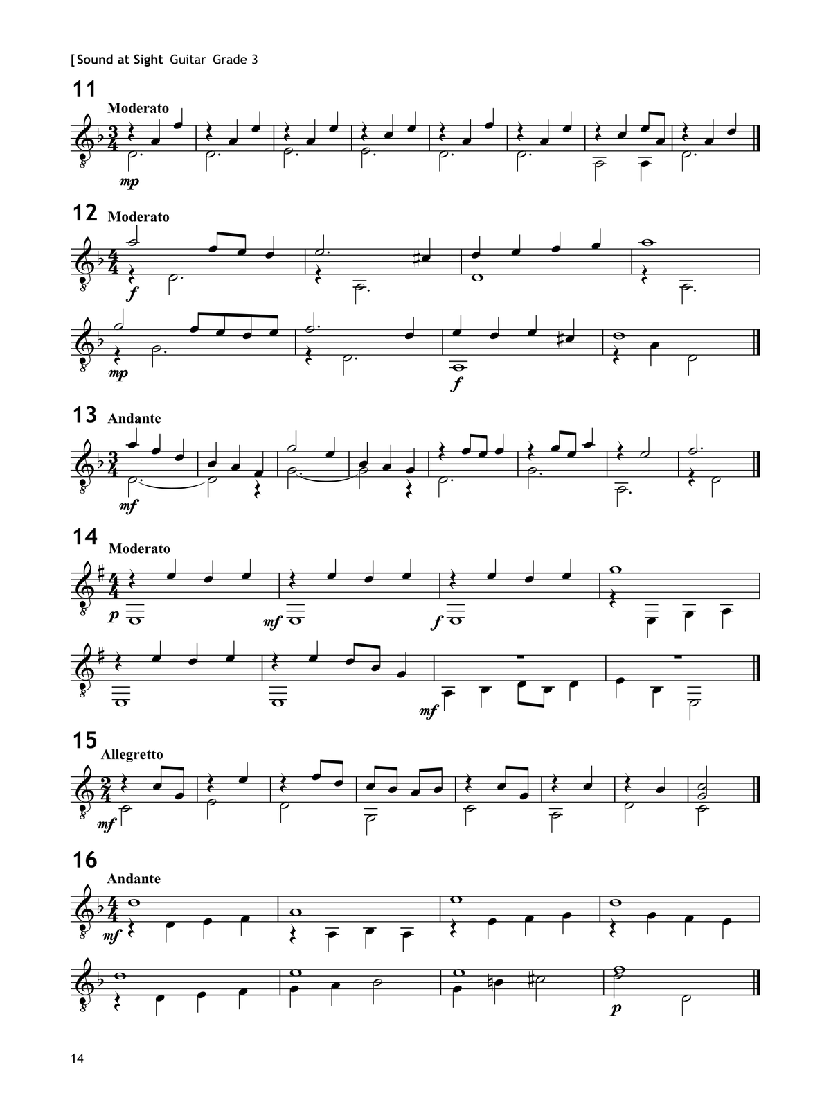 视奏练习:吉他乐曲集(入门级 - 3级)