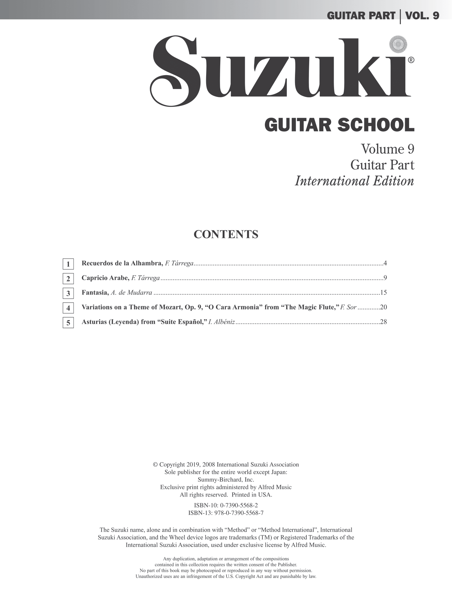 Suzuki Guitar School - Volume 9 Guitar Part Book