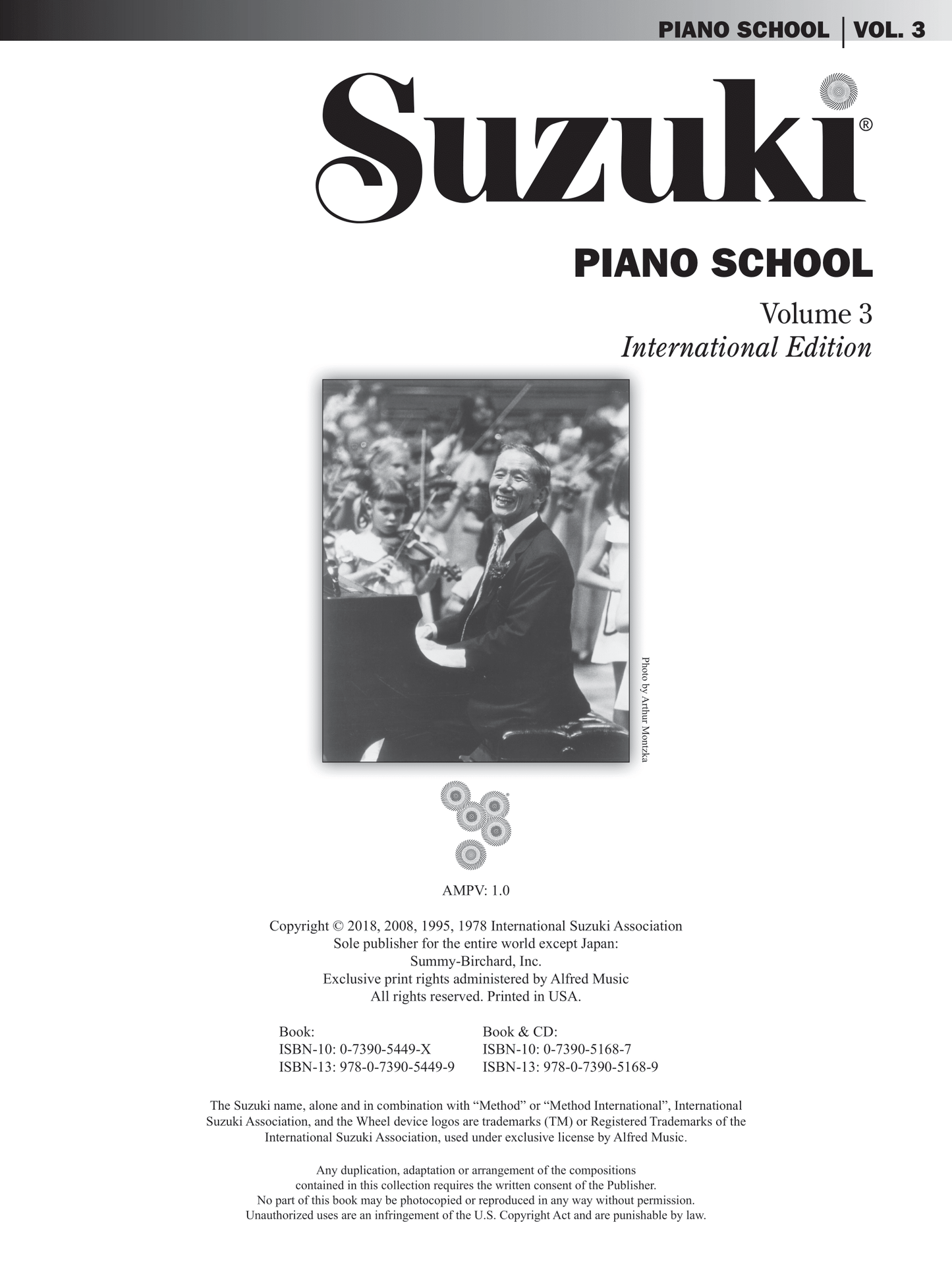 Suzuki Piano School - Volume 3 Book (New International Edition 2008) & Keyboard