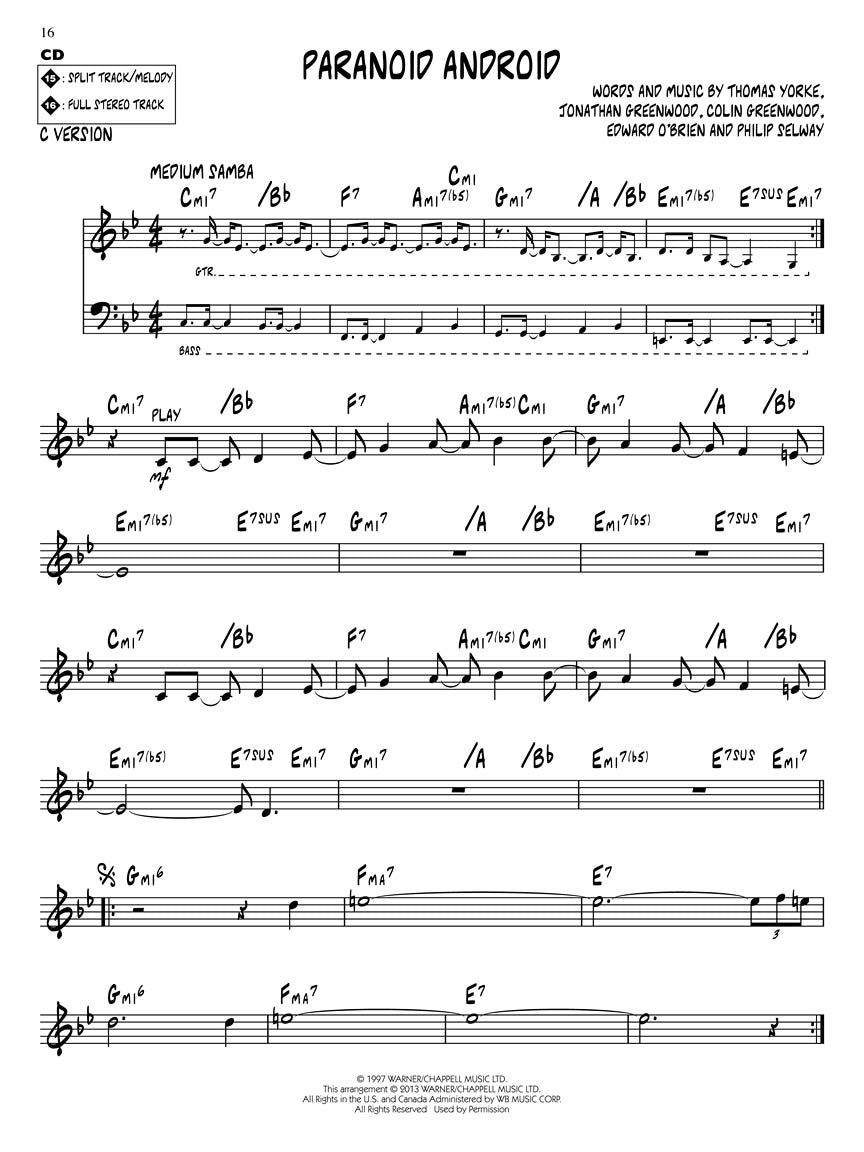 Radiohead 爵士乐演奏系列第 171 卷(附书/CD)