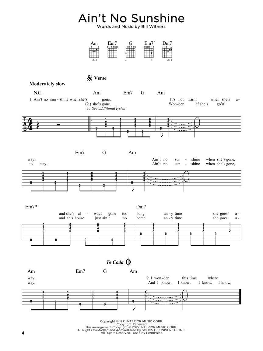 Simple Fingerstyle Guitar Songs Tab Book