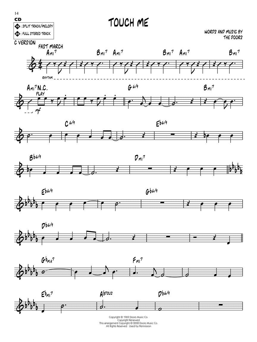 The Doors - Jazz Play Along Volume 70 Book/Cd