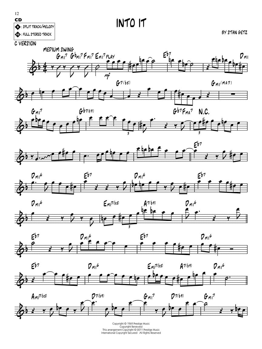 Stan Getz 精选 - 爵士乐伴奏系列第 132 册(书/CD)