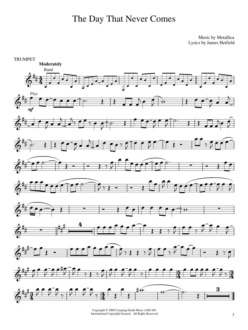 Best Of Metallica For Trumpet Play Along Book/Ola