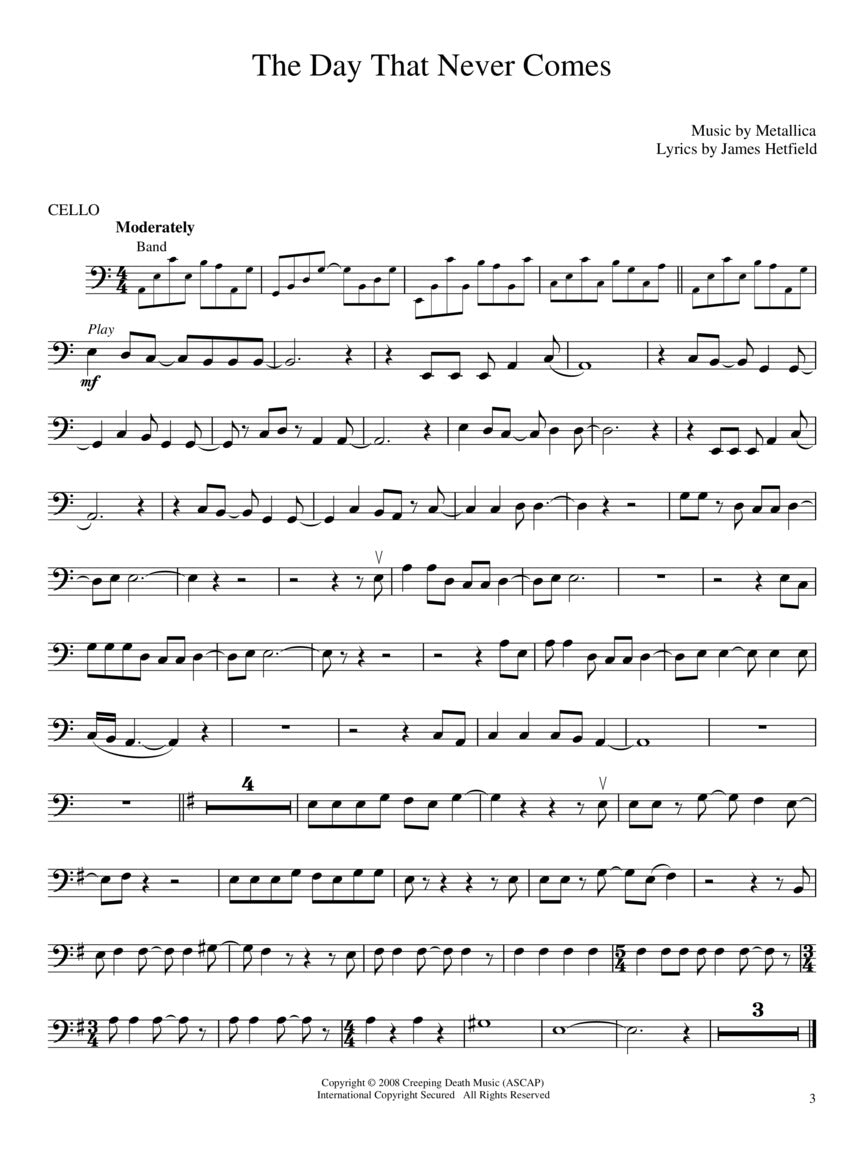 Metallica 最佳作品大提琴伴奏乐谱集