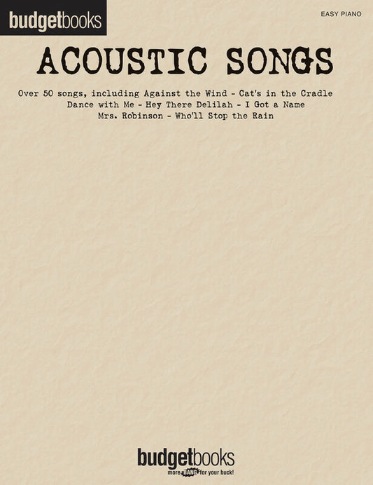 Budget Books Acoustic Songs Easy Piano