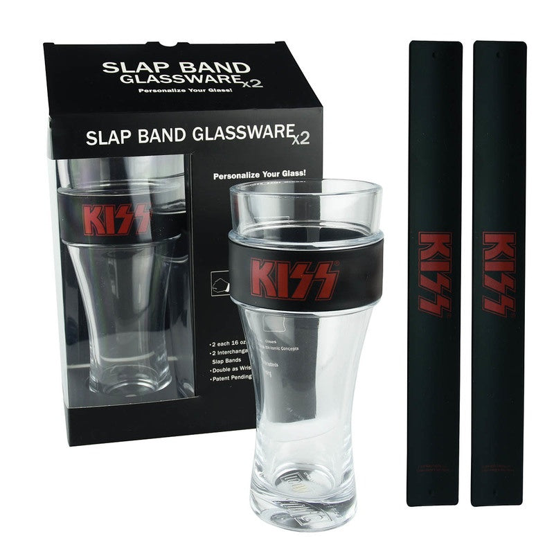 Kiss - Glassware/Slap Bands 2-Pack - Music2u
