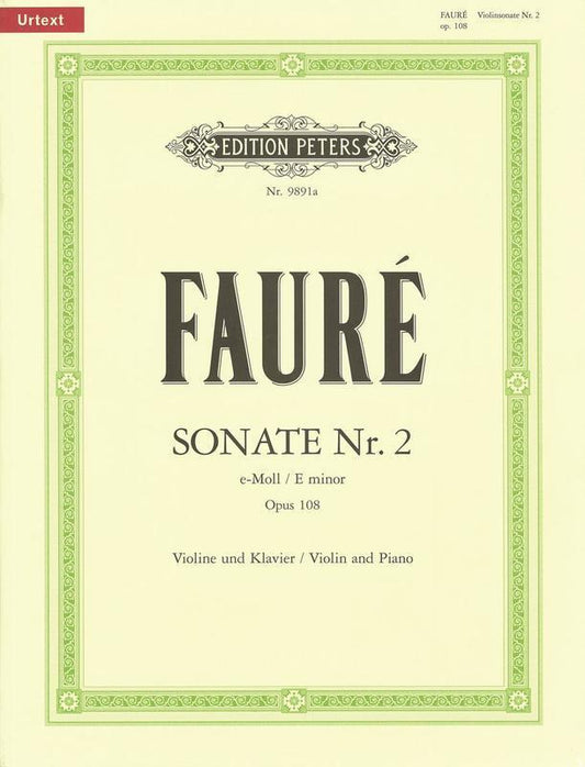 Faure - Sonata No 2 E Min Op 108 Violin/Piano Urtext