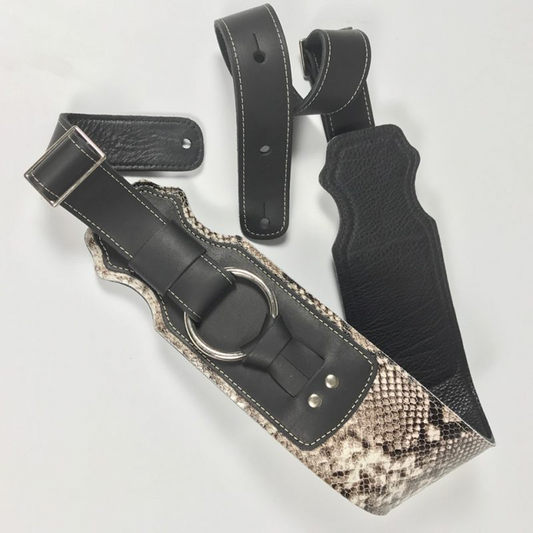 Franklin 3.5" Snake Skin/Black Glove Leather Ring Strap