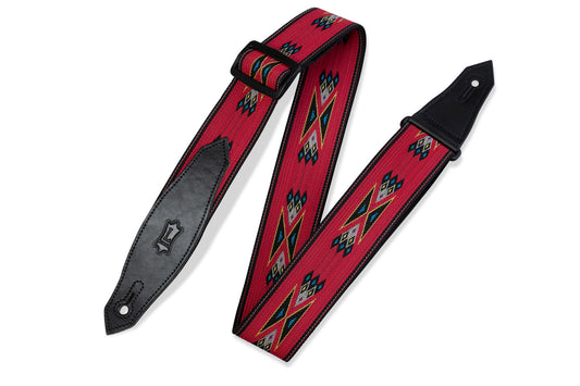 Levy Red Navajo Woven Guitar Strap 2" Wide
