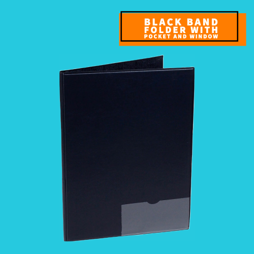 Black Band Folder with Pocket and Window (25.4cm x 35.56cm)
