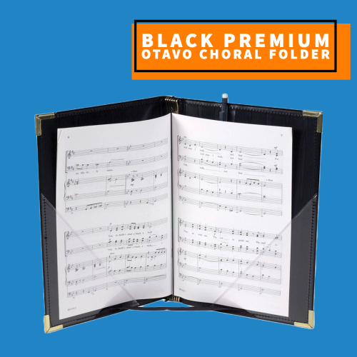 Black Premium Otavo Choral Folder with Elastics & Clear Pockets (19.6cm x 27.9cm)
