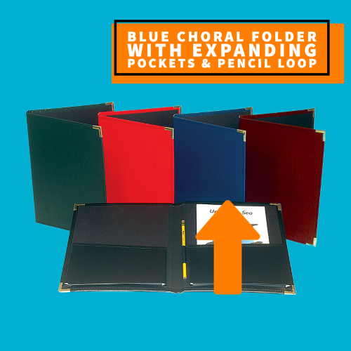Blue Choral Folder with Expanding Pockets & Pencil Loop (22.8cm x 30.5cm)