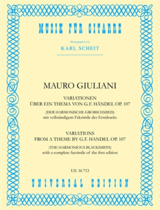 Giuliani - Variations On A Theme Of Handel Op 107 Guitar