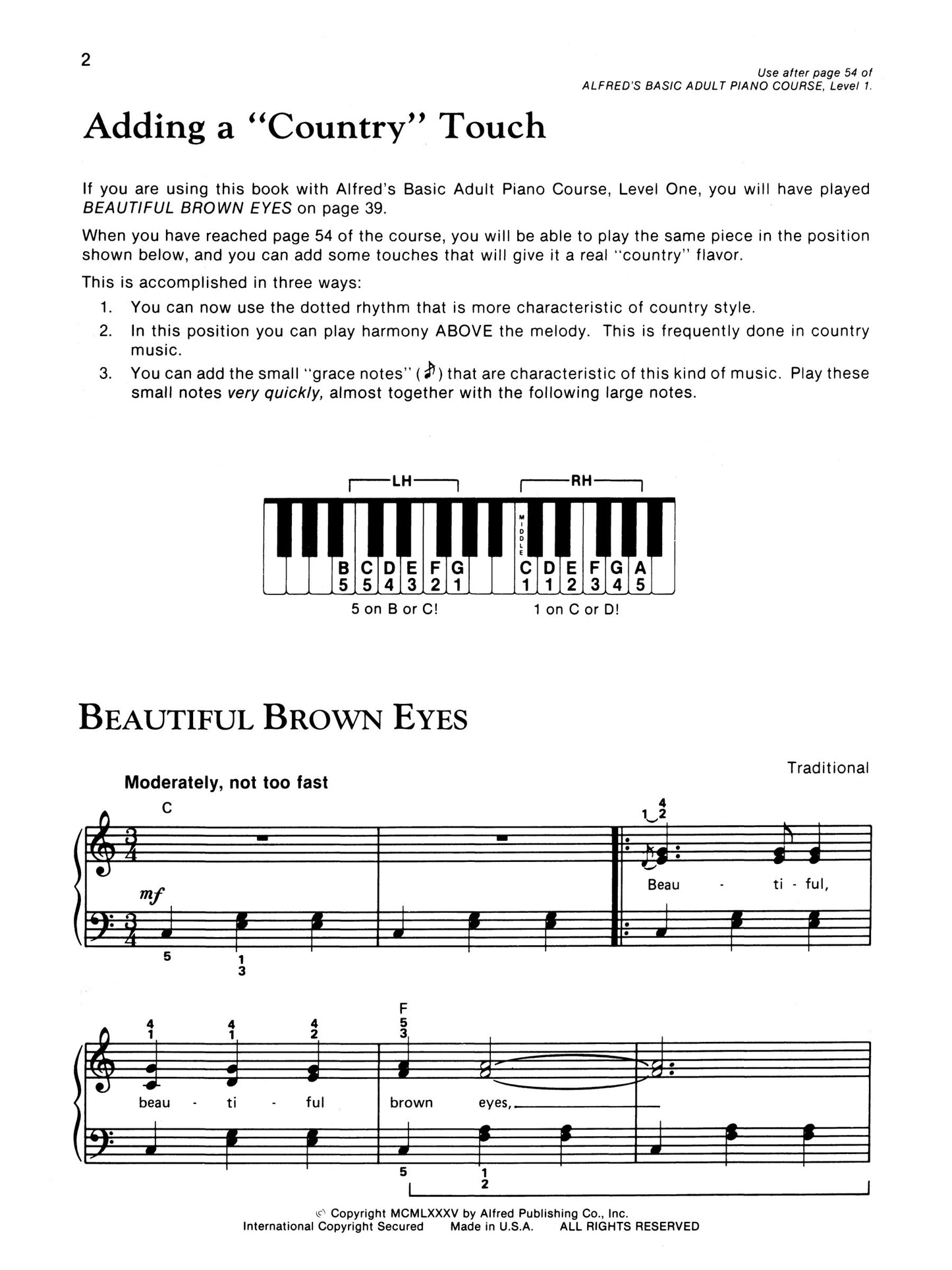 Alfred's Basic Adult Piano Course - Country Piano Book 1