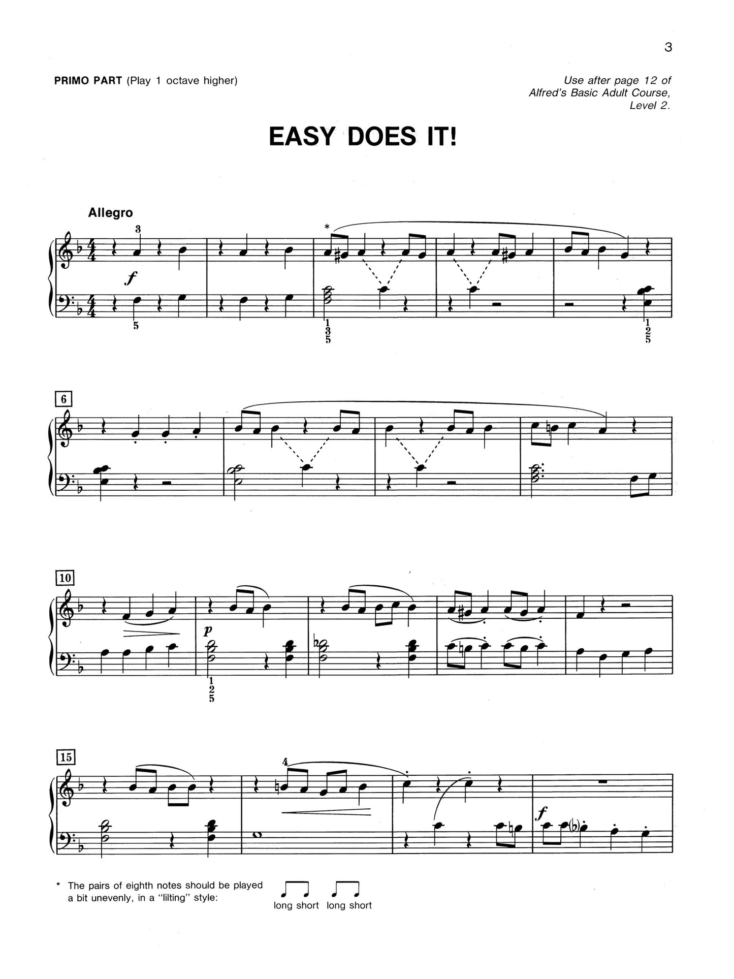 Alfred's Basic Adult Piano Course Duet Book 2