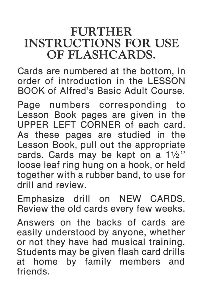 Alfred's Basic Adult Piano Course - Flash Cards Level 1 (135 Cards)