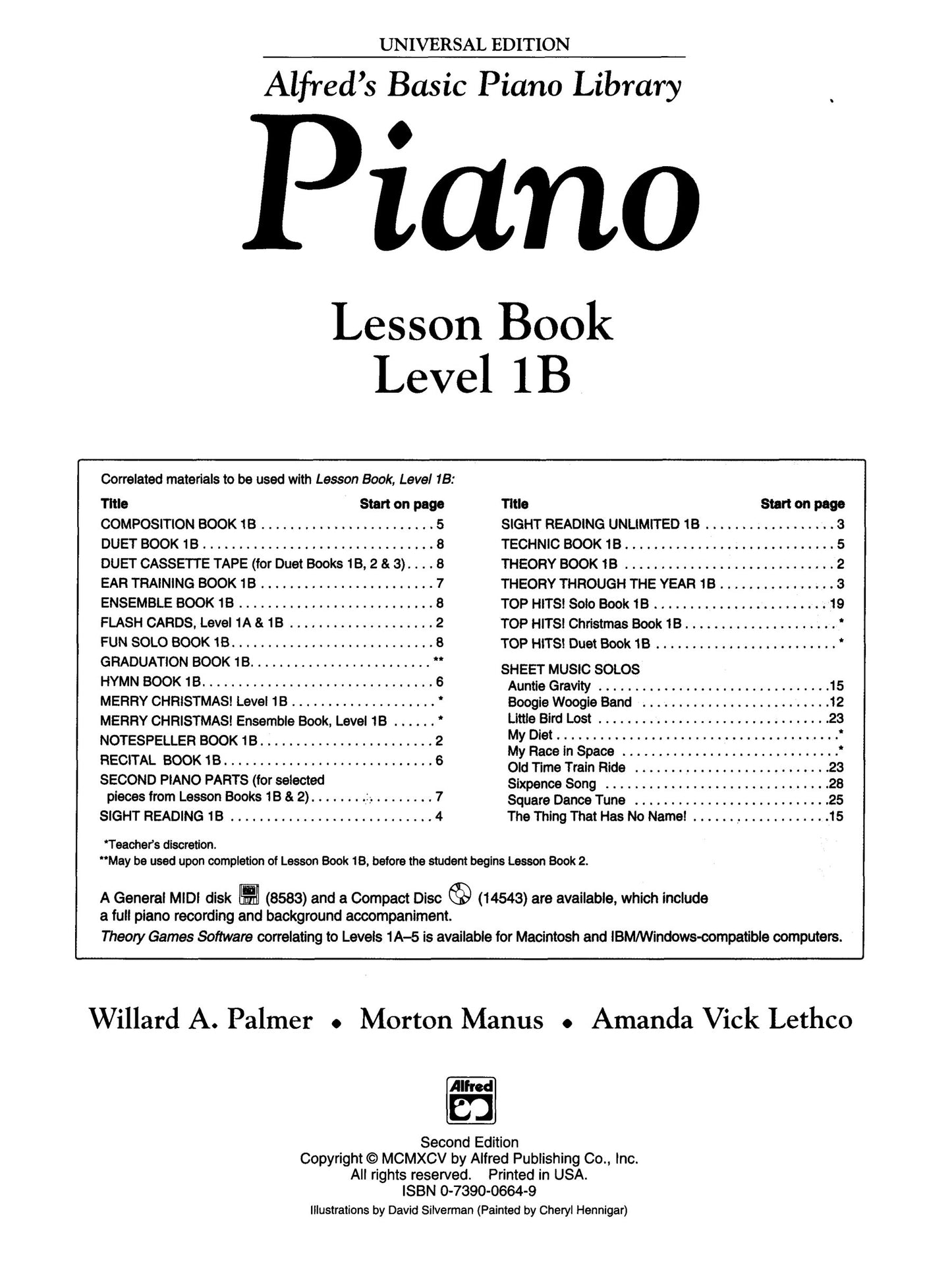 Alfred's Basic Piano Library - Lesson Book Level 1B with Cd (Universal Edition)