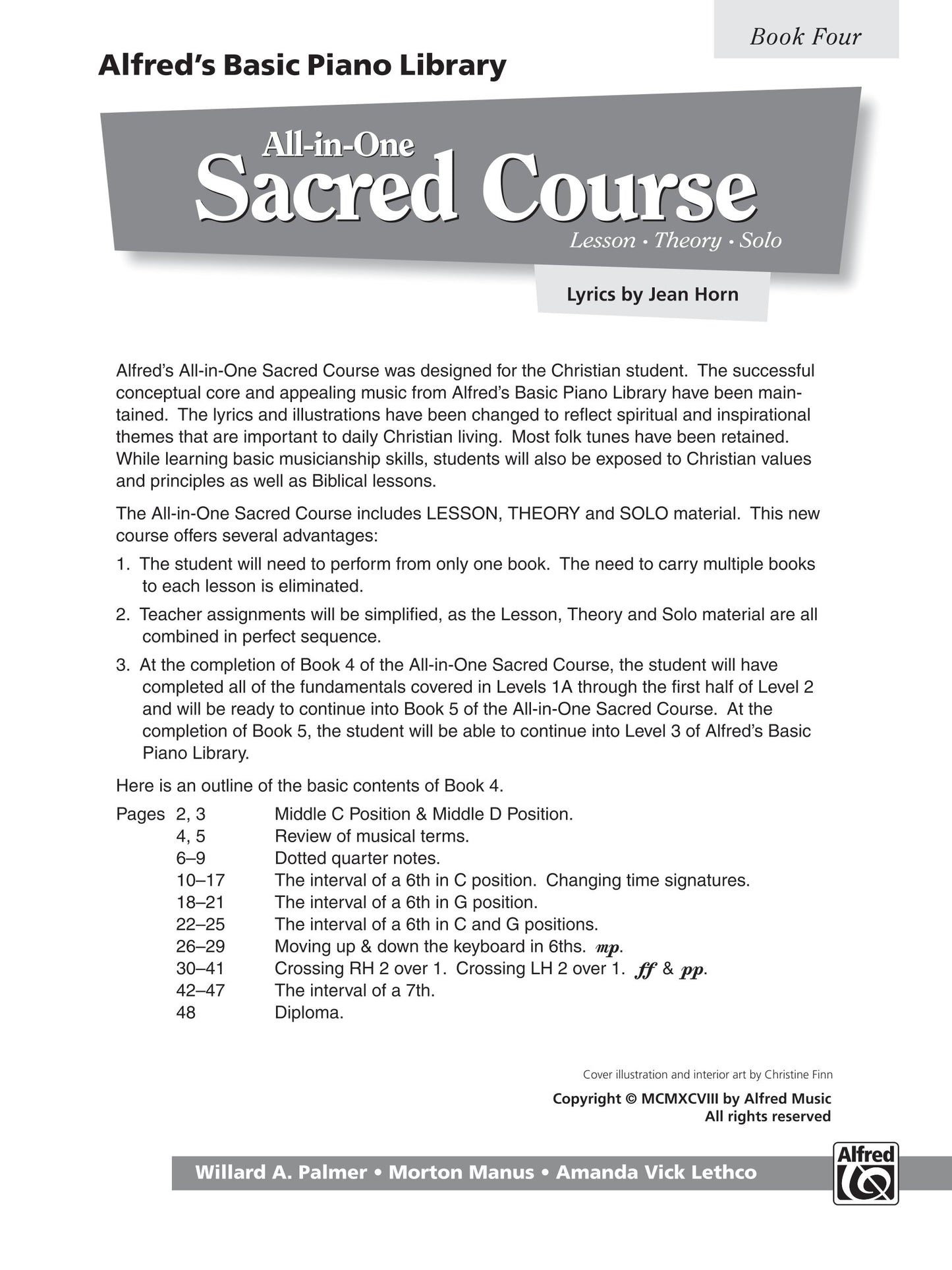 Alfred's Basic Piano Library - All-in-One Sacred Course Book 4