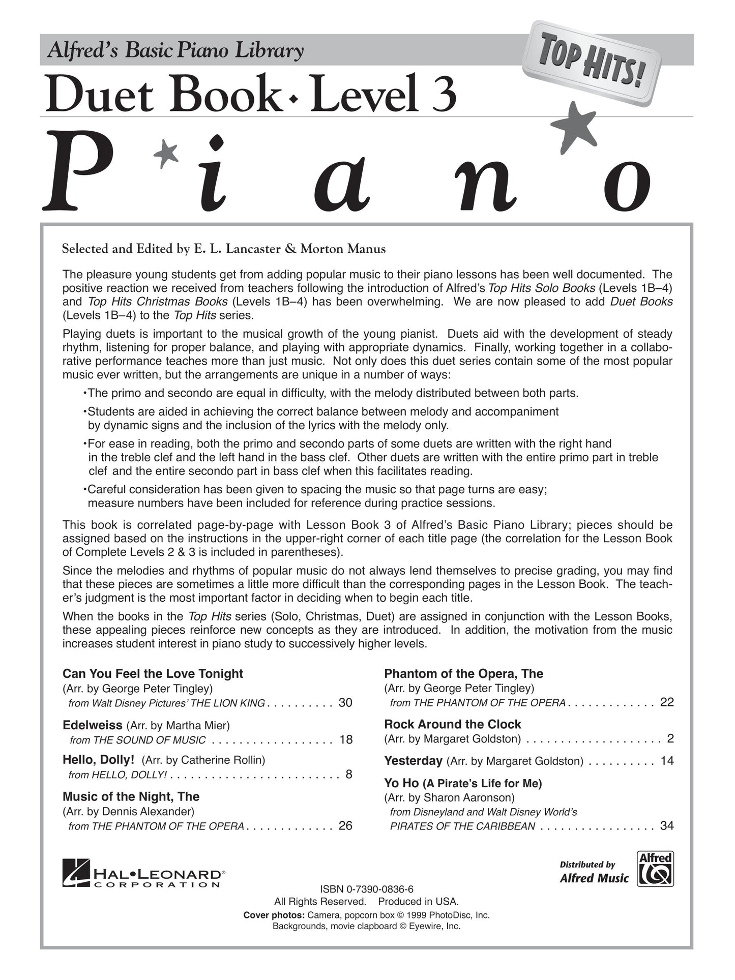 Alfred's Basic Piano Library - Top Hits Duet Level 3 Book