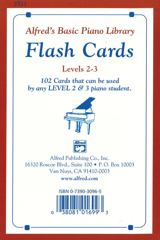 Alfred's Basic Piano Library - Flash Cards Level 2 & 3 (102 Cards)