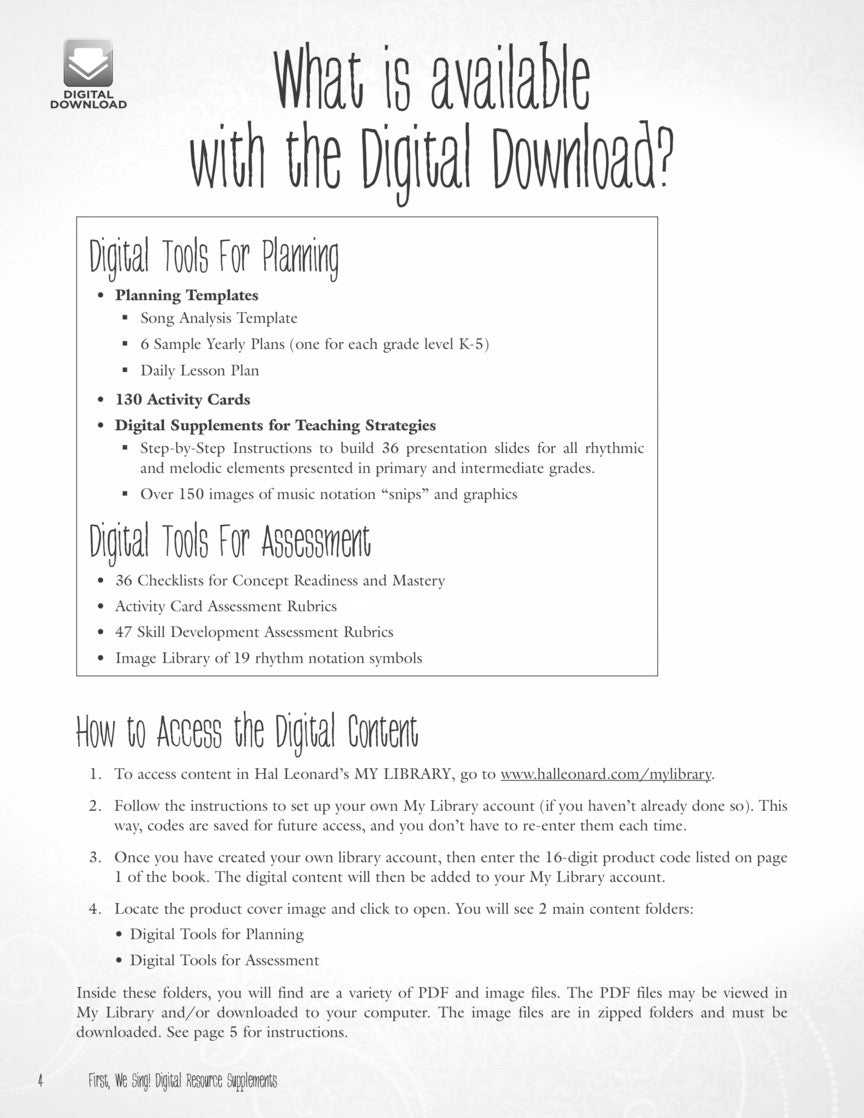 First We Sing - Digital Resource Supplement Book & Media