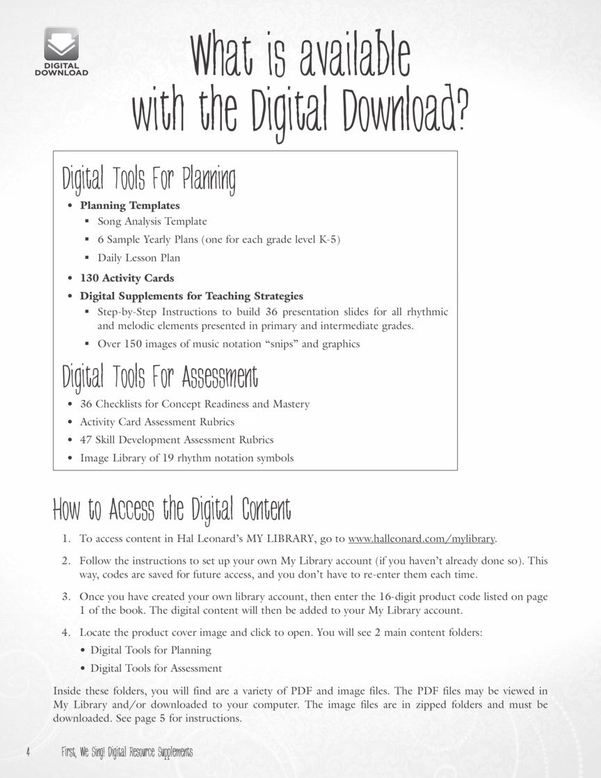 First We Sing - Digital Resource Supplement Book & Media