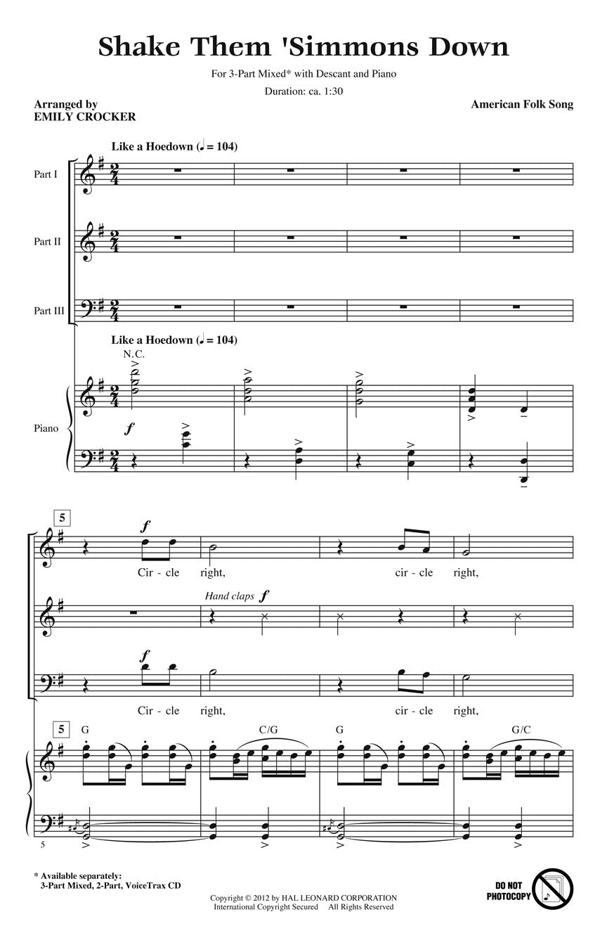 Shake Them Simmons Down - 3-Part Mixed Voicing Sheet Music