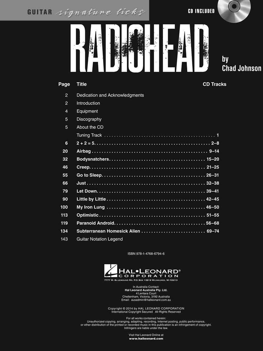 Radiohead Guitar Signature Licks Book/Cd