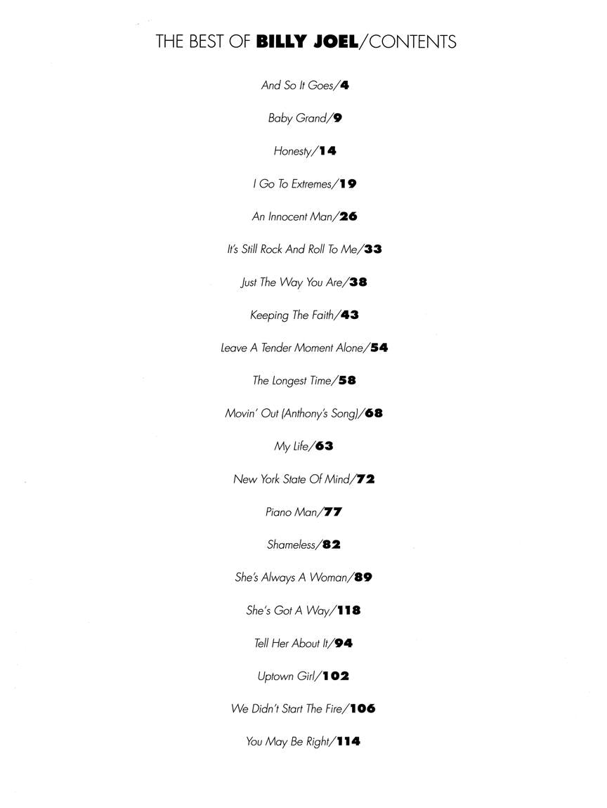 The Best Of Billy Joel - Easy Piano Book & Keyboard