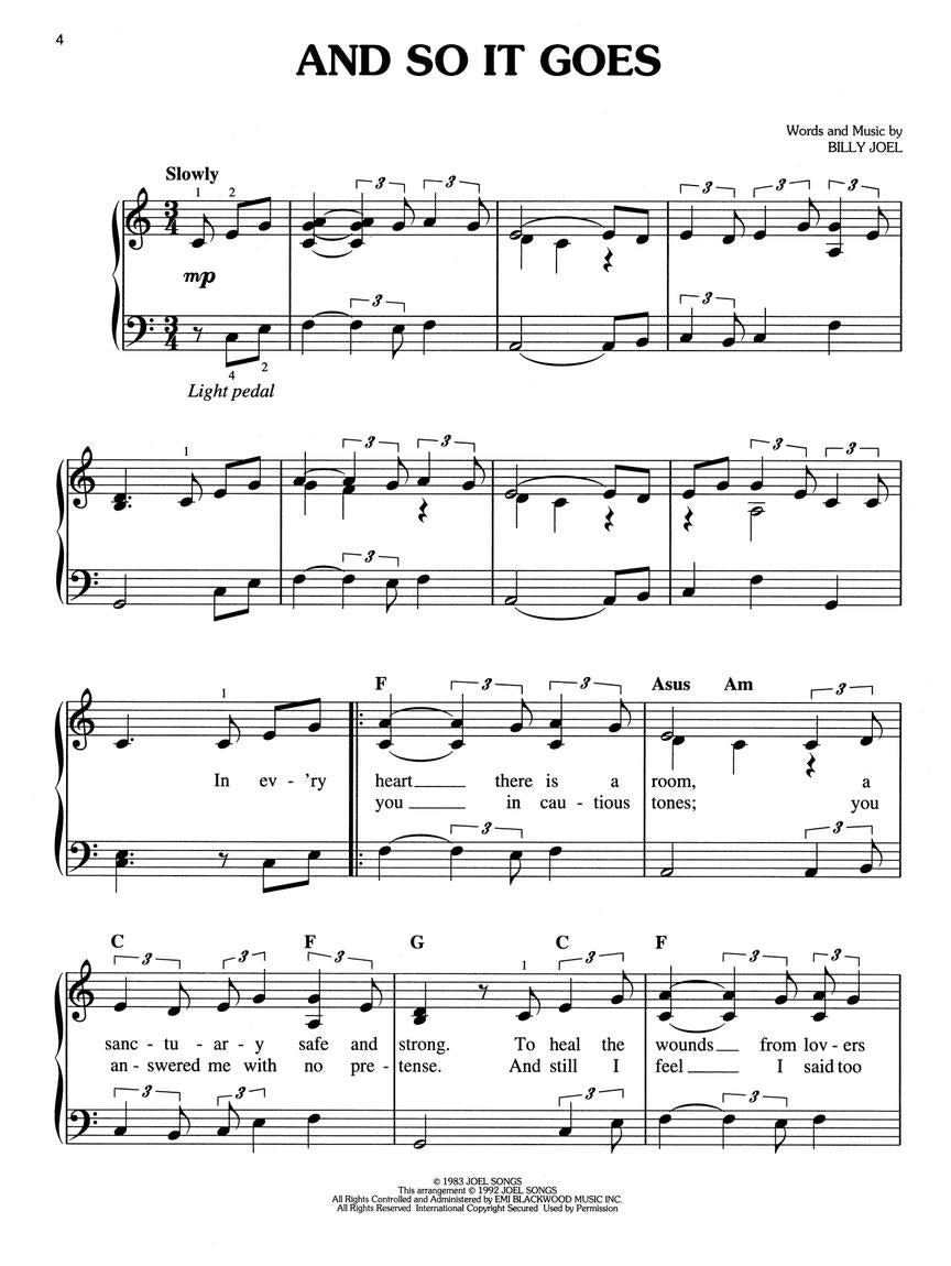 The Best Of Billy Joel - Easy Piano Book
