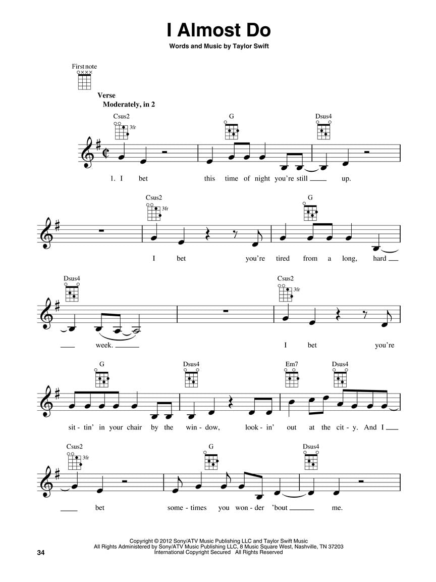 Taylor Swift - Red For Ukulele Songbook