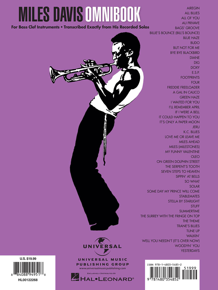 Miles Davis Omnibook - Bass Clef Edition Songbooks