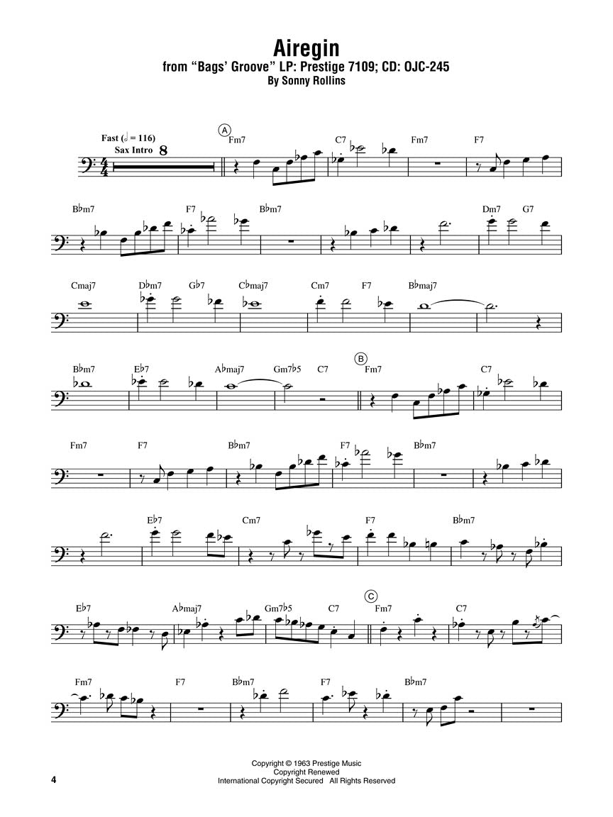 Miles Davis Omnibook - Bass Clef Edition Songbooks