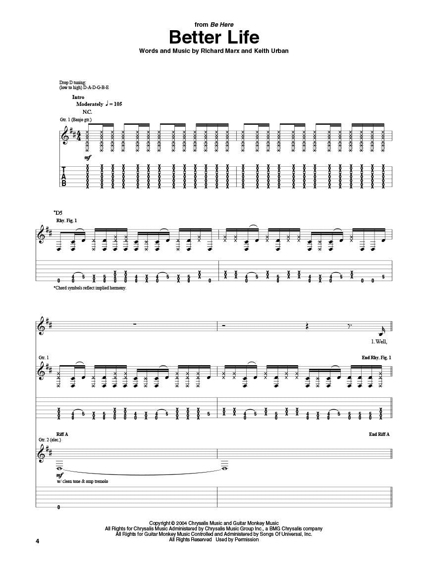 Keith Urban - Guitar Anthology Tab Book