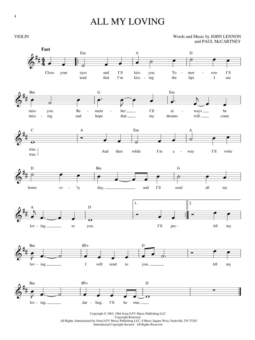 Easy Pop Melodies For Violin Songbook (50 Songs)