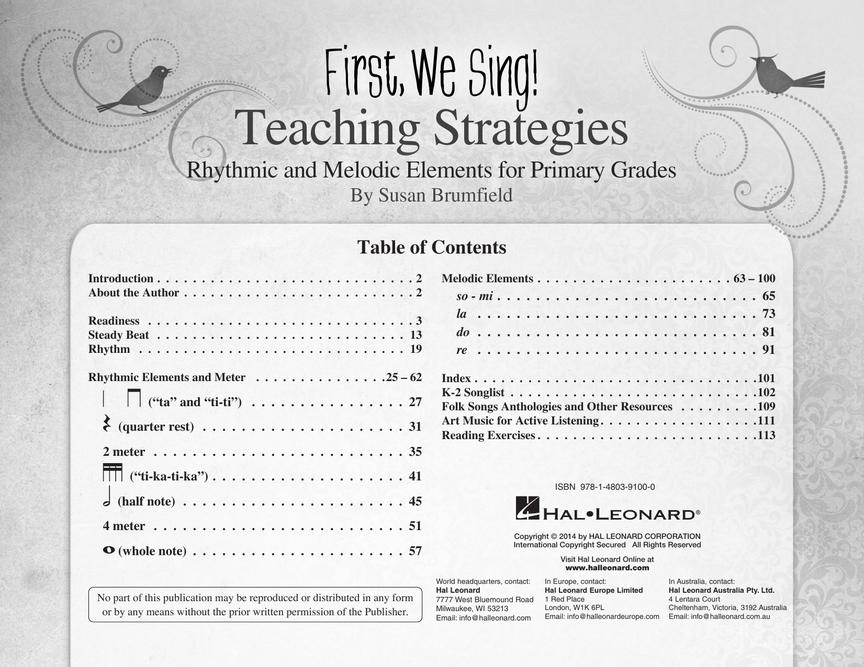 First We Sing Teaching Strategies - Primary Grade Book