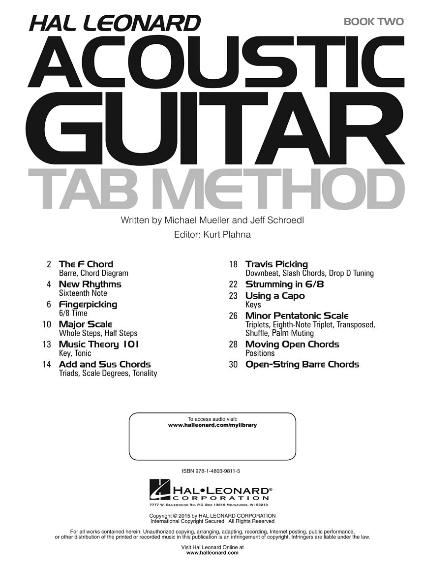 Hal Leonard Acoustic Guitar Tab Method - Book 2 (Book/Ola)