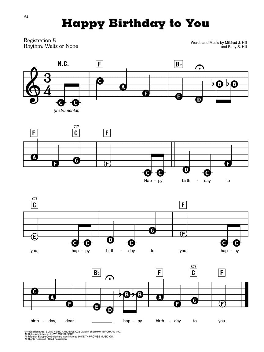 Happy Birthday & Other Great Songs - Ez Play Piano Volume 25 Songbook