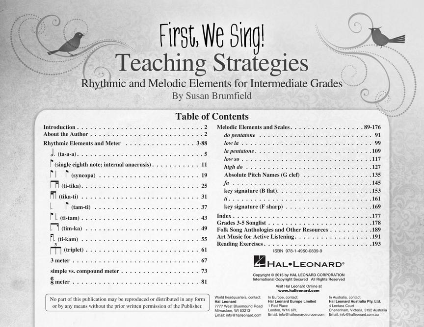 First We Sing Teaching Strategies - Intermediate Book (Revised Edition)