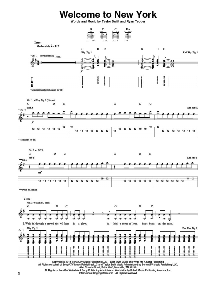 Taylor Swift - 1989 Guitar Tab Songbook