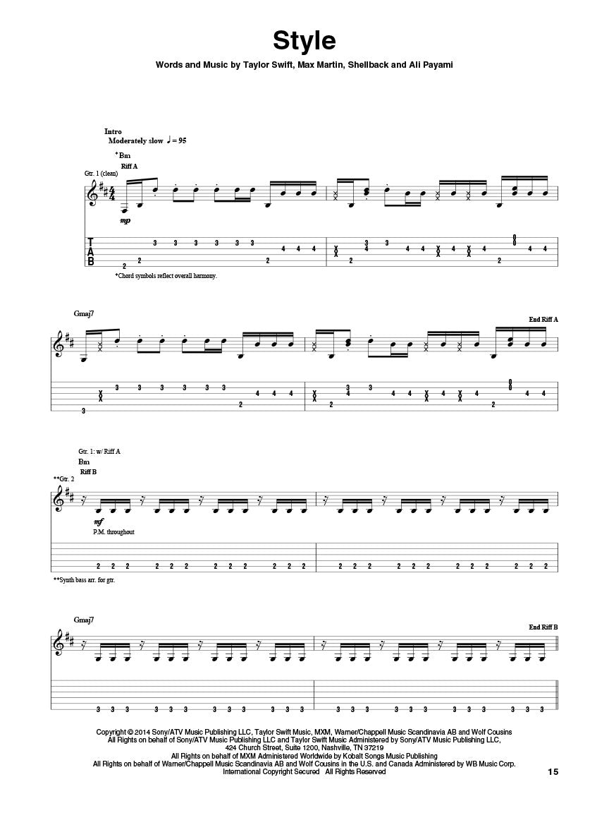 Taylor Swift - 1989 Guitar Tab Songbook
