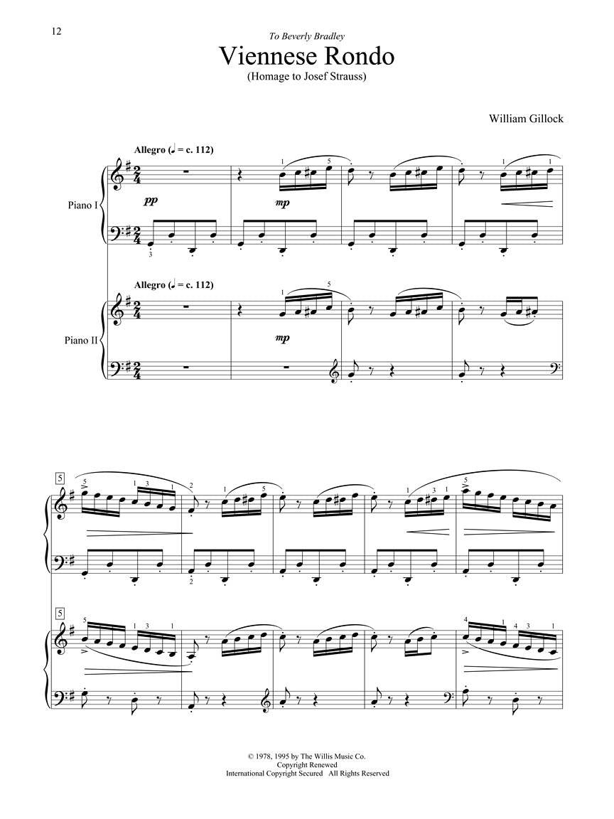 Gillock: Accent On Two Pianos - Intermediate to Advanced Level Piano Duet Book