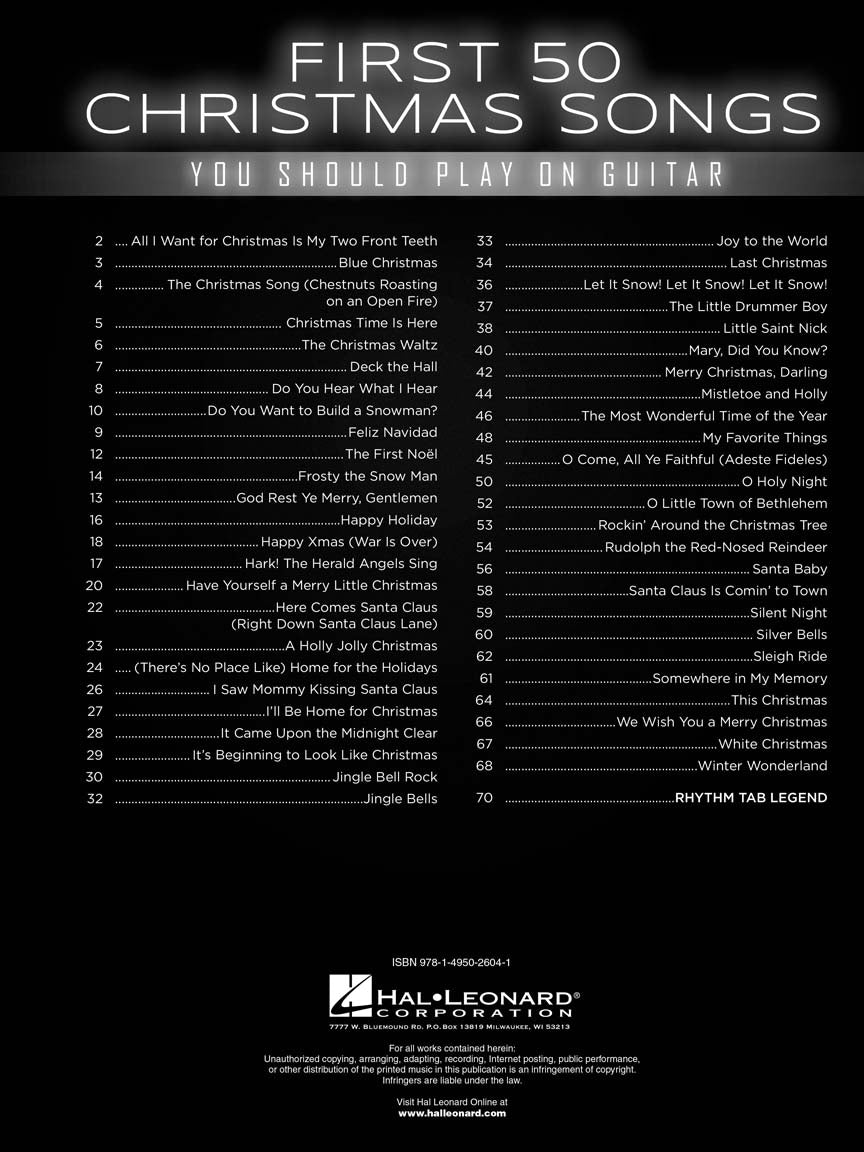 First 50 Christmas Songs You Should Play On Guitar Book